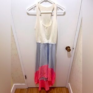 Anthropologie Colourblock Silk High-Low Racerback Dress